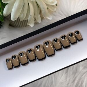 Black Hearts Press On Nails | Handmade Press On Nails | Fake Nails